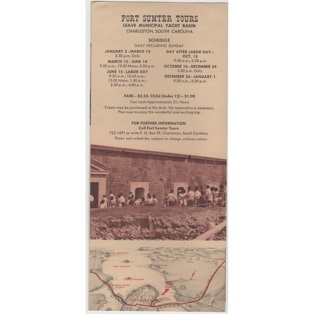 Vintage Fort Sumter National Monument Charleston Harbor SC Travel Brochure - Picture 2 of 3